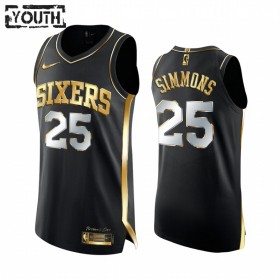 Camiseta Niños Philadelphia 76ers Ben Simmons 25 2020-21 Negro Golden Edition Swingman
